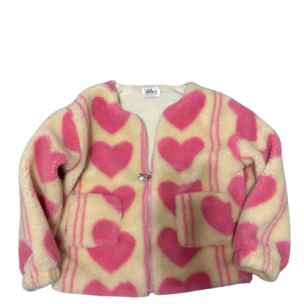 Lola and the boys Girls size 6 Pink Heart Fleece Jacket